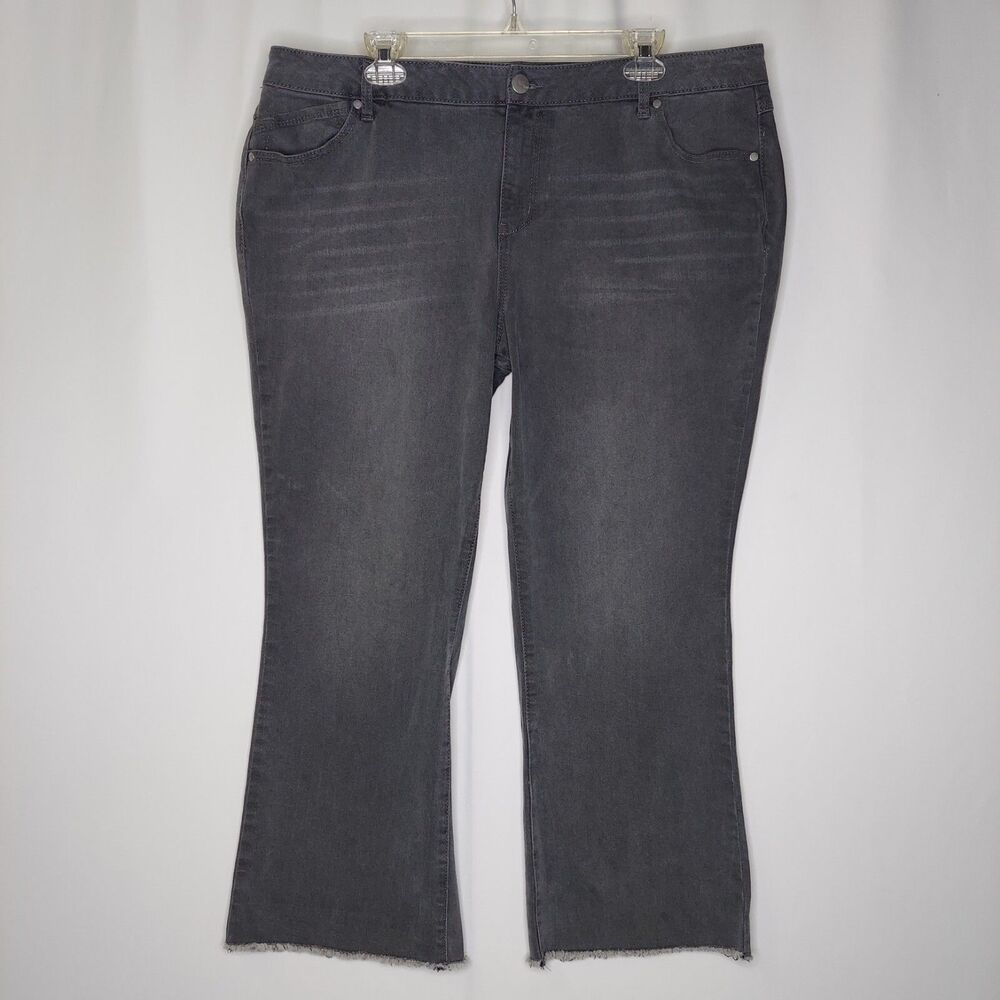 1822 Denim Jeans Womens 18W Gray Bootcut‎ Raw Hem Cotton Blend